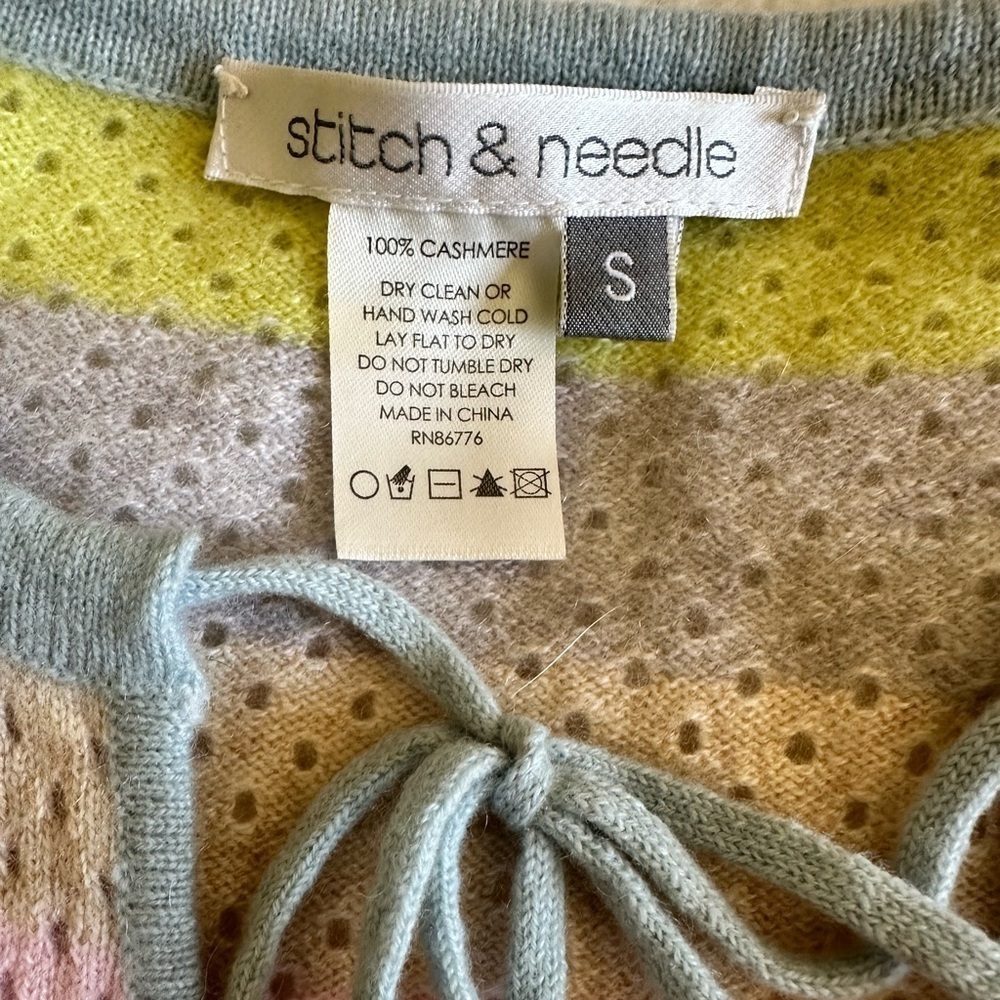 Stitch & Needle 100% cashmere pastel striped sweater, size small - Picture 6 of 7